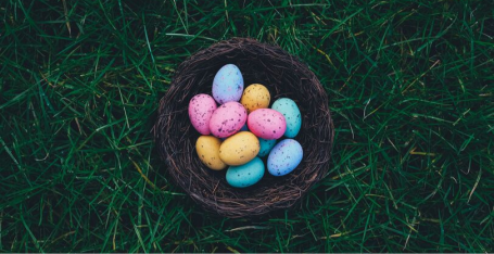 Multi coloured easter eggs