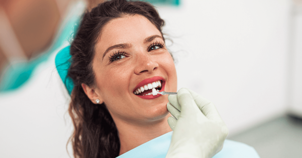 Woman on dental chair receiving teeth whitening treatment in Wolverhampton