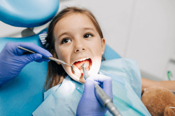 Little girl receiving dental treatment in our family dental practice here in Wolverhampton