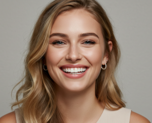 woman smiling with straight teeth after Invisalign treatment