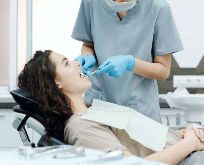 woman in the dental chair at claregate dental for routine check up